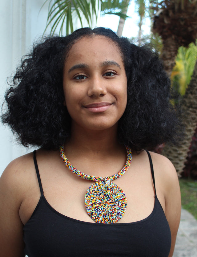 Hand Made Round Multi Colored Bead necklace