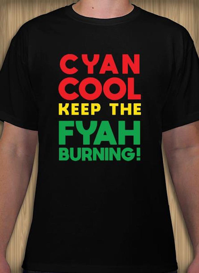 Cyan Cool Keep the Fyah Burning, Mens T-Shirt