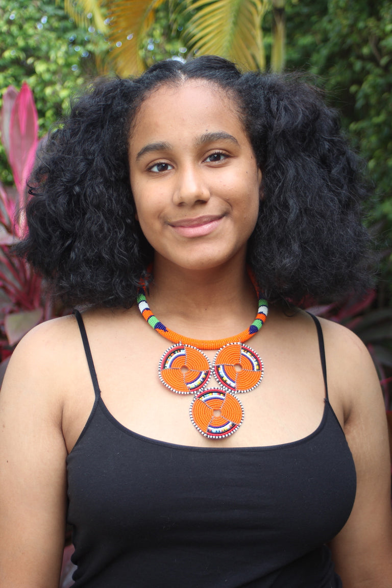 Orange Hand Made Beaded Pendant